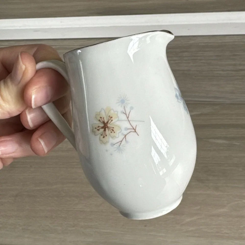 Bavaria Flowers Creamer Pitcher Germany 3” Tall Gold Accents Porcelain‎ Ceramic
